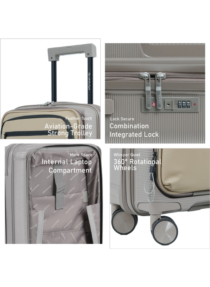 ايجل اكسبريس حقيبة سفر ترولي إيجل إكسبريس كروزر إيليت، صلبة ومصنوعة من البولي بروبيلين (PP) – 20 بوصة، لون كاكي بيج - Image 2